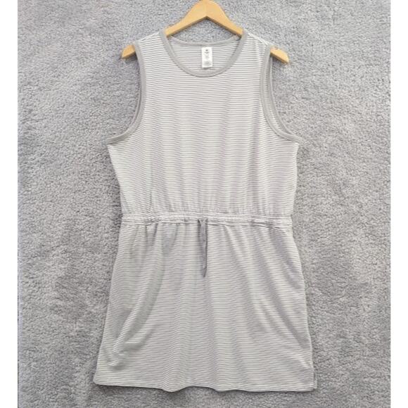 Member’s Mark Tank Dress Gray White Stripes Cinched Waist Size XL Casual - Picture 1 of 9